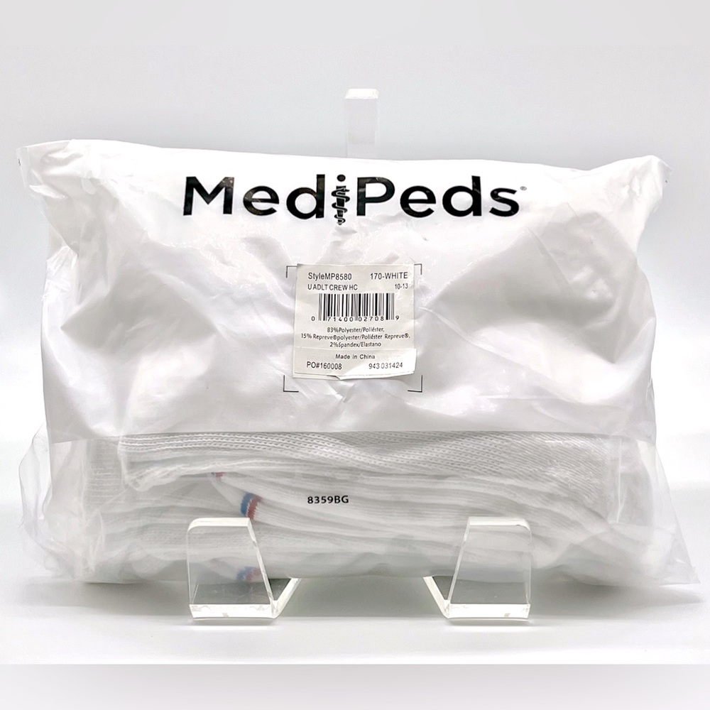 NEW MediPeds 8 Pair Diabetic Crew Socks with Non-Binding Top